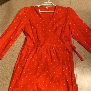 Orange Daisy Tie Wrap Dress